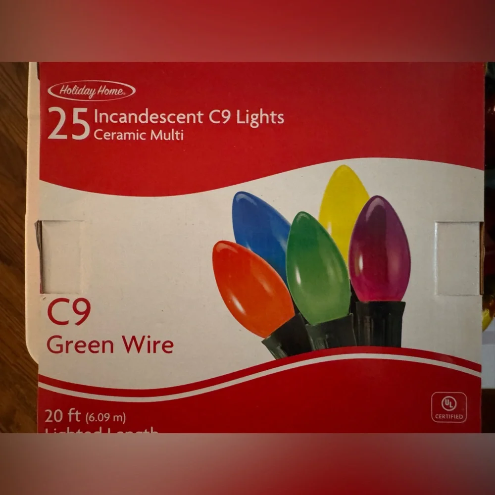 Incandescent C9 Multicolor Christmas Light Set of 4; 25 Count